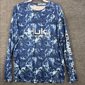 Huk Blue Camo Performance Fishing Shirt Men’s XL NWOT